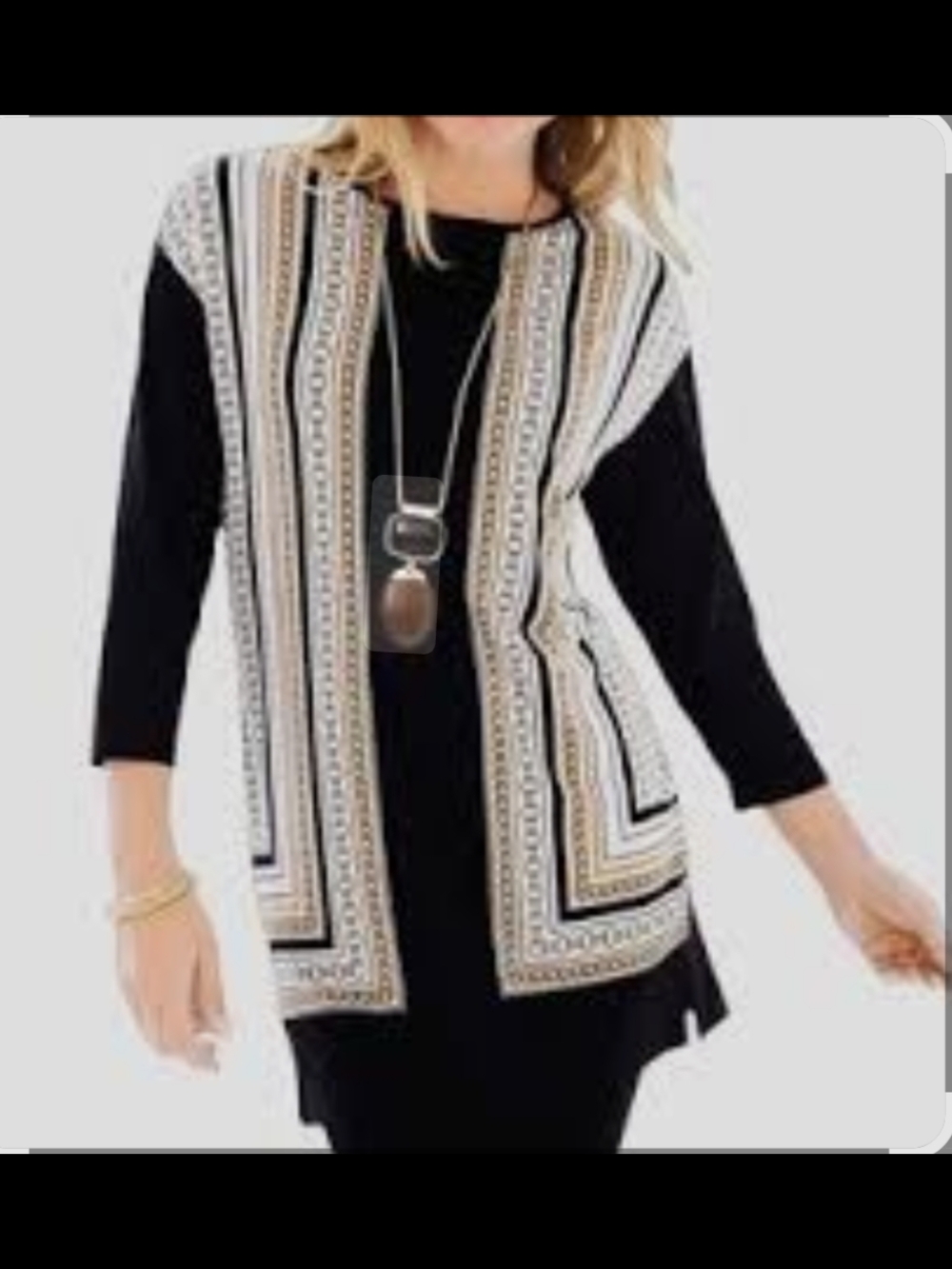 Zenergy By Chico Black & Cream Chain Print Tunic